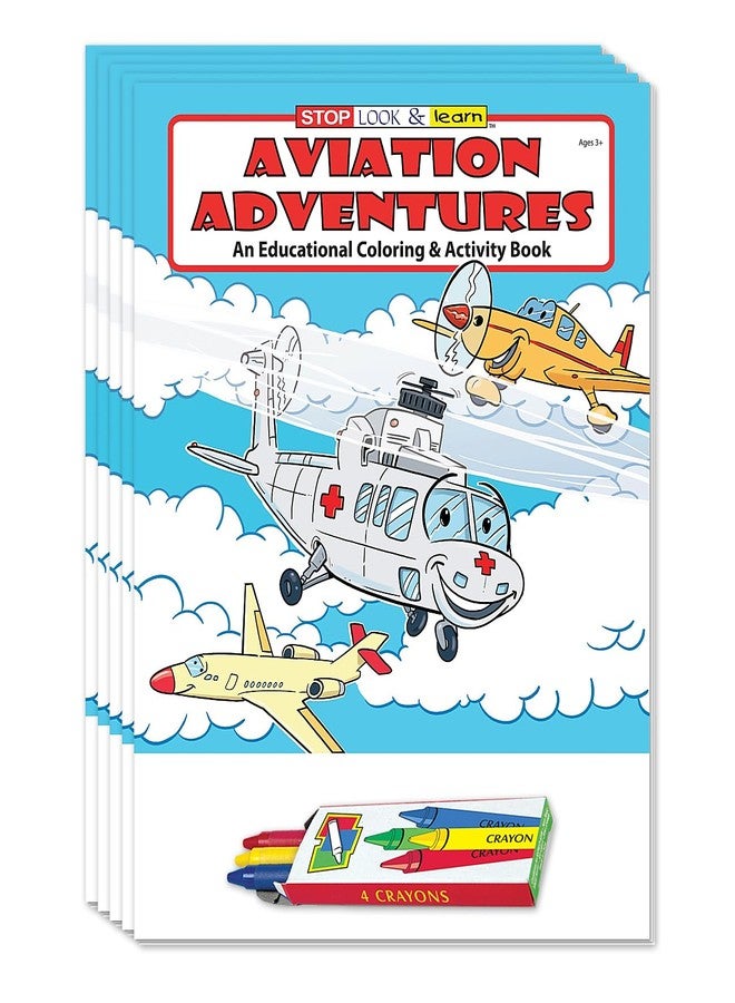 ZOCO - Aviation Adventures and Flying - Educational Coloring Books (50 Bulk Pack, with Crayons) - Airplanes, Pilots, Airlines Handout - Games, Puzzles, Fun Activities for Kids - Image 1